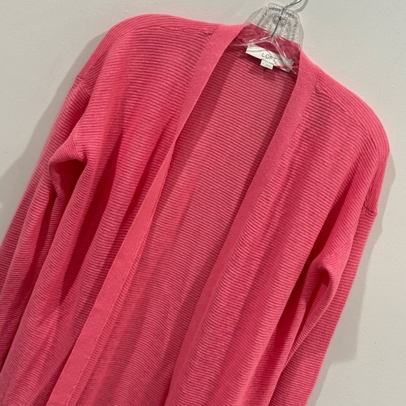 Ann Taylor loft ribbed pink open cardigan sweater ❤️ - Picture 3 of 7